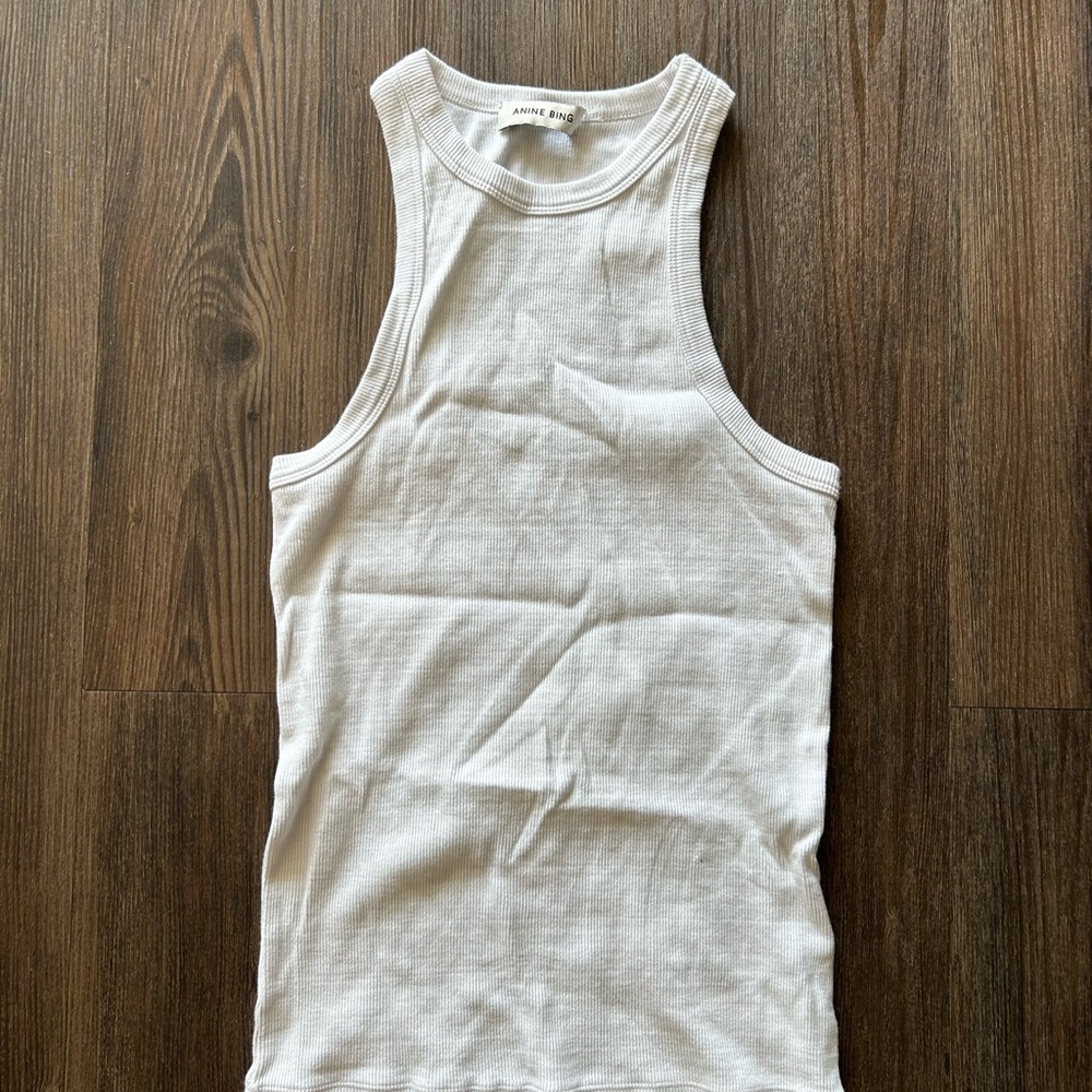 ANINE BING WOMENS IVORY EVA TANK TOP SIZE M